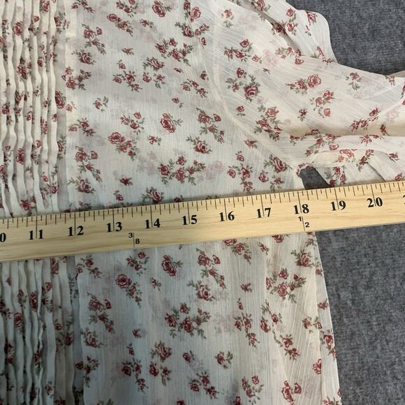 Forever 21 Shirt Large Sheer Floral Romantic Blouse Ruffle Dainty Cream L - Picture 5 of 6